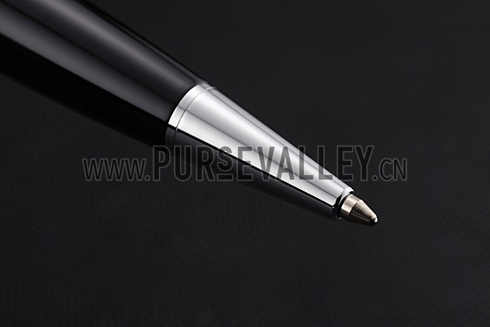 Louis Vuitton Silver Rimmed Black Ballpoint Pen 622797
