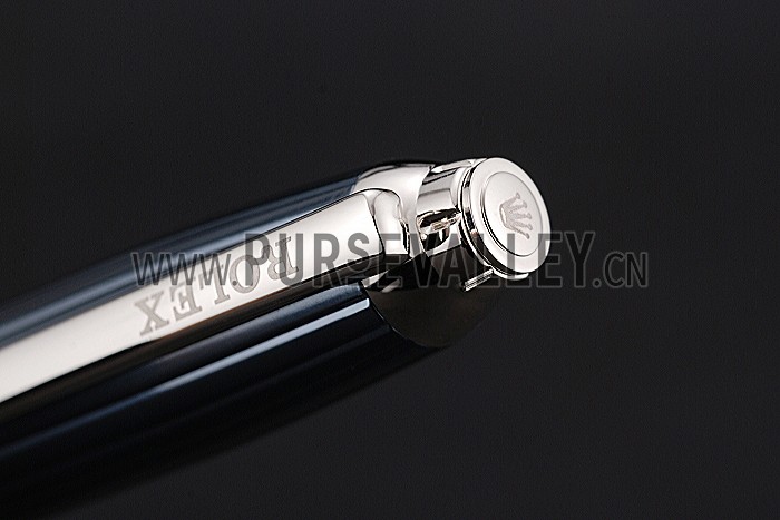 Rolex Silver Rimmed Dark Blue Ballpoint Pen 622801