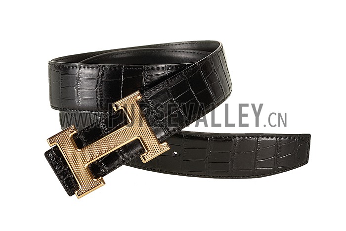 Hermes Alligator Black With Gold 