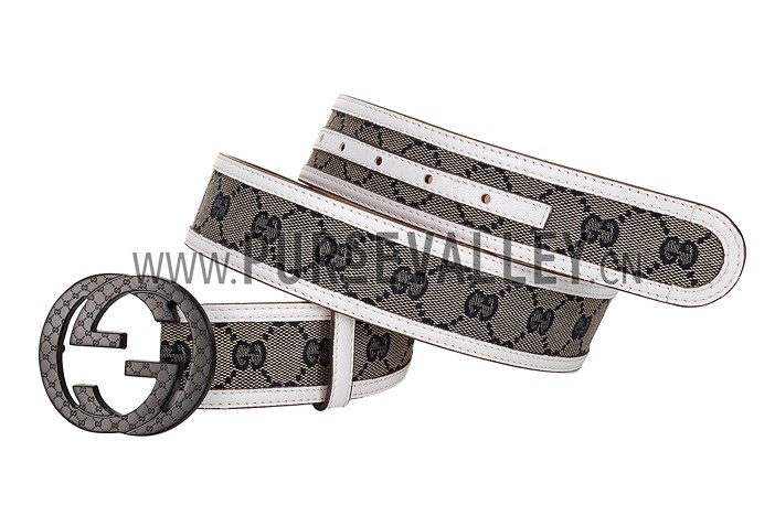Gucci White Leather Belt with Interlocking G Buckle