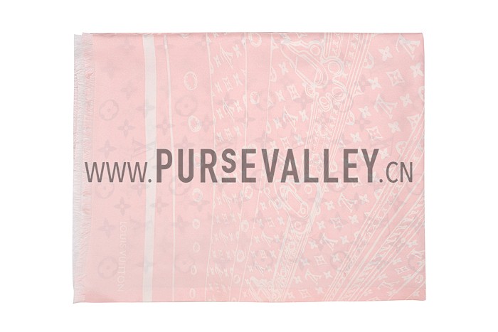 Louis Vuitton Monogram Trunks Print Scarf Pink 621811