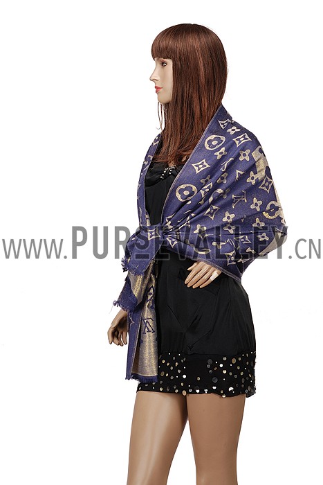 Louis Vuitton Blue Gold Monogram Scarf 621736
