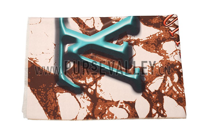 Louis Vuitton Marble Effect Print Brown Scarf 621806