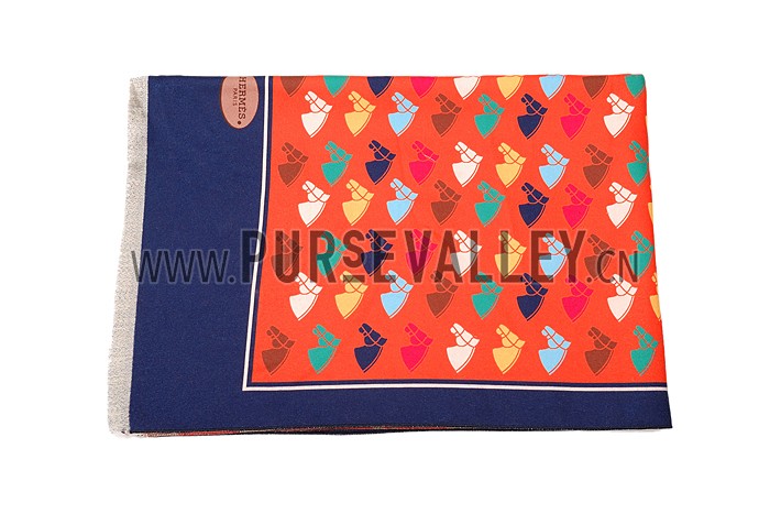 Hermes Horse Head Print Scarf Orange 621787