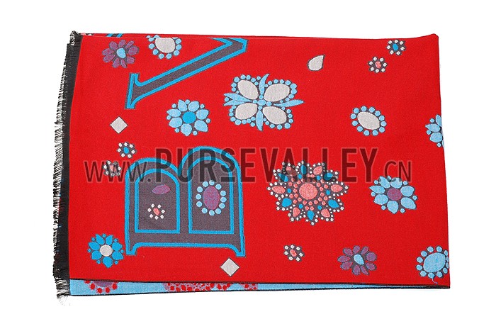 Bvlgari Blooming Flowers Red Scarf 621784