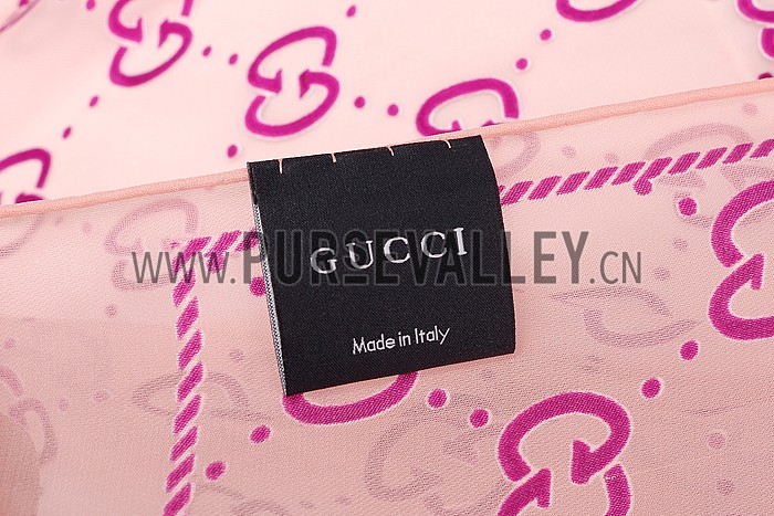 Gucci GG Logo Print Scarf Fuchsia 621822