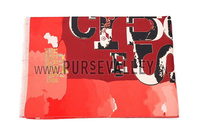 Hermes Fashion Signature Print Scarf Red 621792
