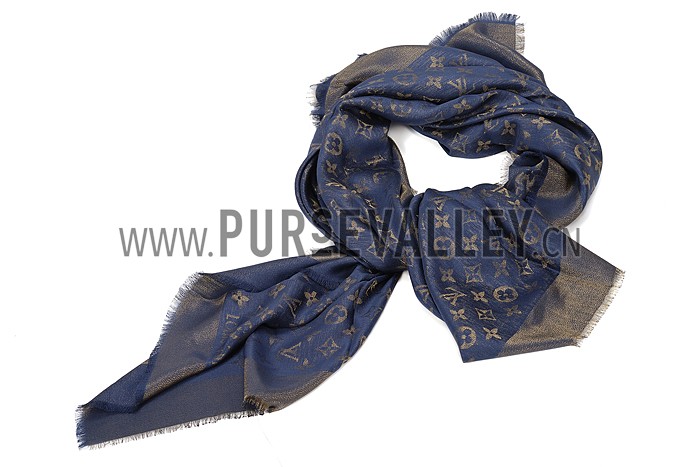 Louis Vuitton Dark Blue Gold Monogram Shawl 621732
