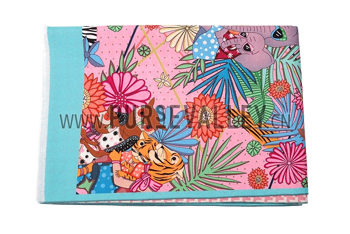 Hermes Animal Kingdom Scarf Pink 621800