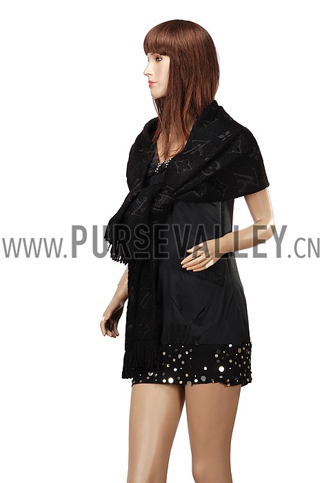 Louis Vuitton Black Monogram Narrow Scarf 621748