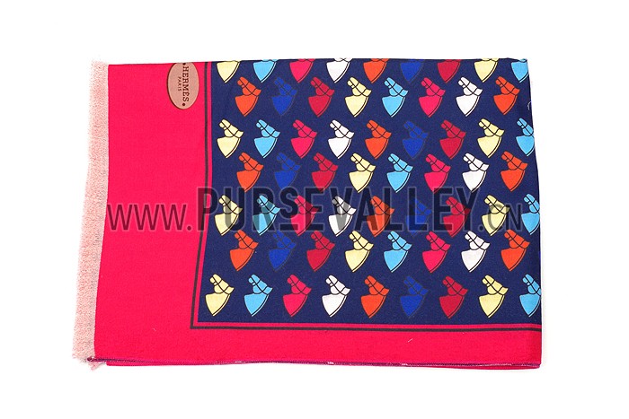 Hermes Horse Head Print Scarf Dark Blue 621789