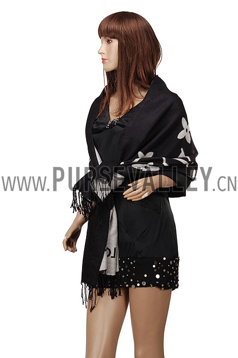 Louis Vuitton Big Monogram Black White Scarf 621746