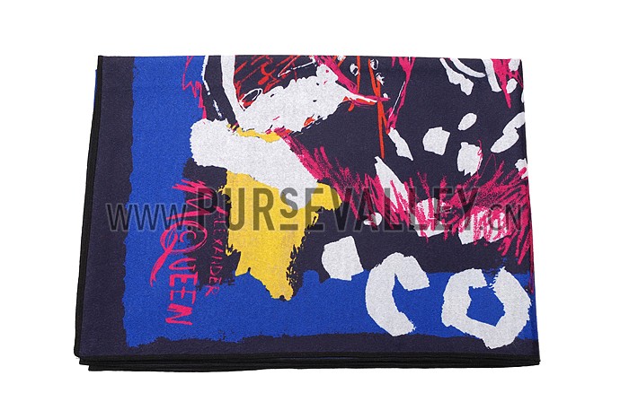 Alexander McQueen Printed Panthere Blue Scarf 621780
