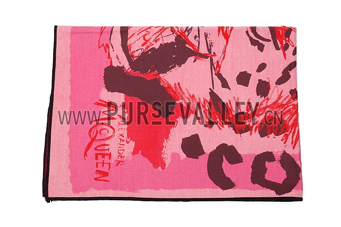 Alexander McQueen Printed Panthere Fuchsia Scarf 621781