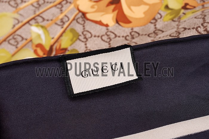 Gucci GG Blooms Print Scarf Black 621819
