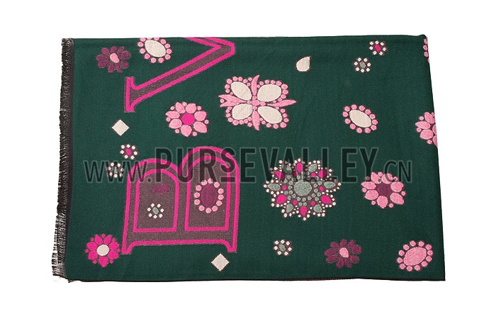 Bvlgari Blooming Flowers Dark Green Scarf 621783