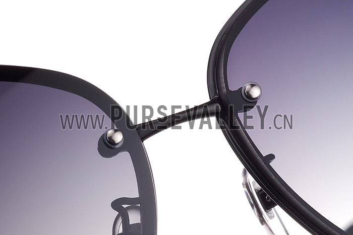 Gucci Aviator Gucci Logo On Lens Black Frame Sunglasses 307892