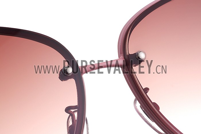 Gucci Aviator Gucci Logo On Lens Pink Frame Sunglasses 307889