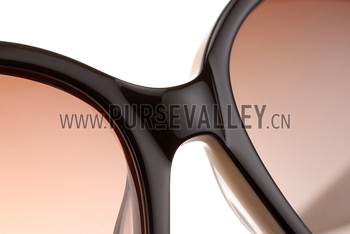 Hermes Oversized Round Frame Beige Sunglasses 308098