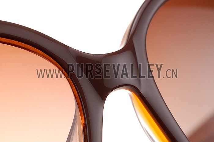 Hermes Oversized Round Frame Brown Sunglasses 308099