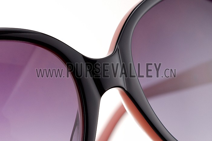 Hermes Oversized Round Frame Black Sunglasses with Metal Carriage Detail 308106