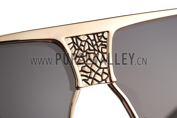 Cartier Screw And Panthere Decor Gold Frames Black Lenses Sunglasses 308135