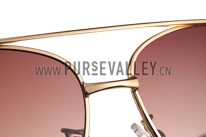 Gucci Signature Logo Gold Frame Brown Lenses Sunglasses 308145