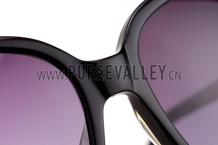 Hermes Large Oversized Black Frame Sunglasses with Metallic Logo 308101