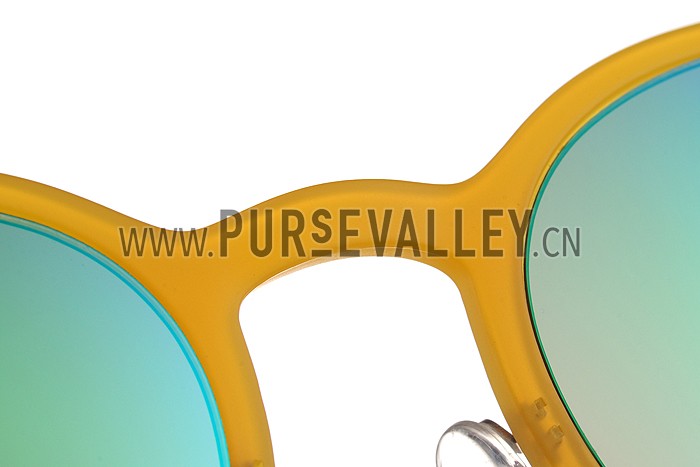 Ray Ban Clubround Yellow Frame Green Mirrored Lenses Sunglasses 308173