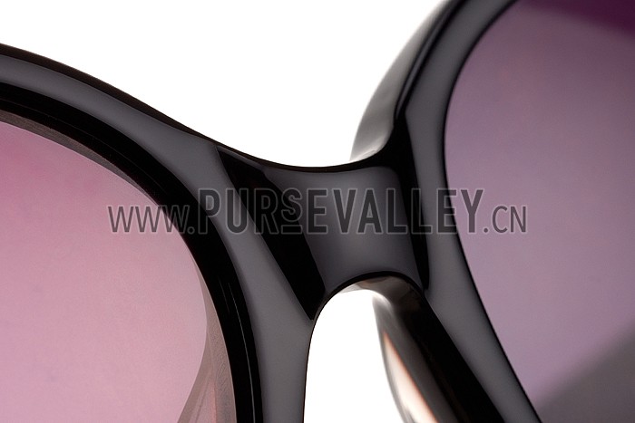 Hermes Oversized Round Frame Black Sunglasses 308097