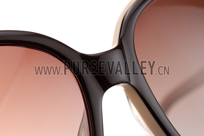 Hermes Large Oversized Beige Frame Sunglasses with Metallic Logo 308102