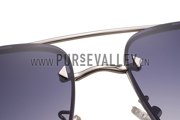 Prada Aviator Silver Frame Black Temples Sunglasses 308230