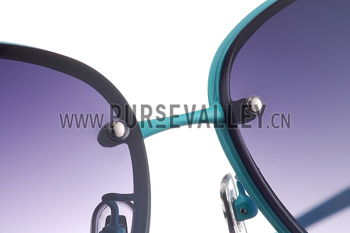 Gucci Aviator Gucci Logo On Lens Blue Frame Sunglasses 307890