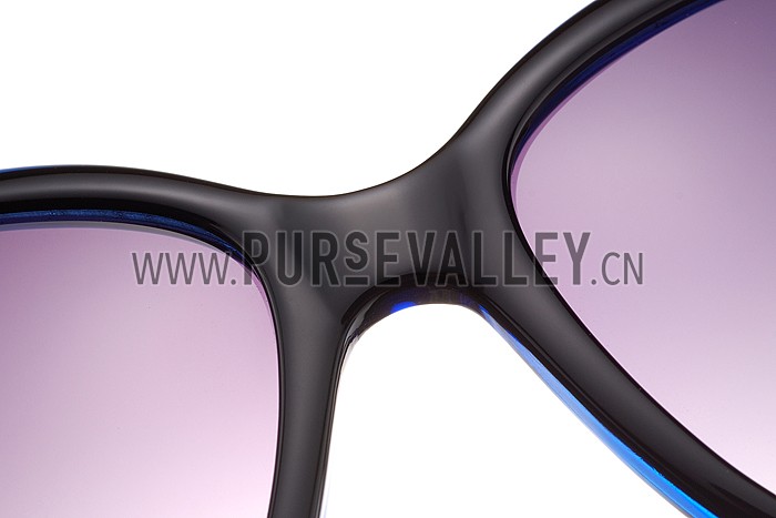 Gucci Elegant Oval Shaped Black and Blue Sunglasses 308030
