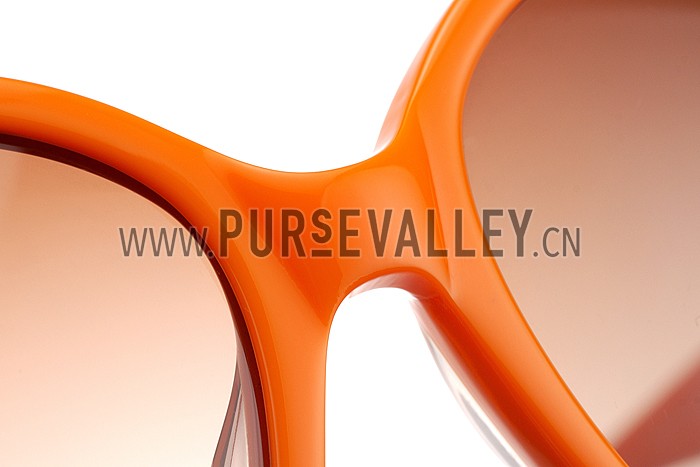 Hermes Oversized Round Frame Orange Sunglasses 308100