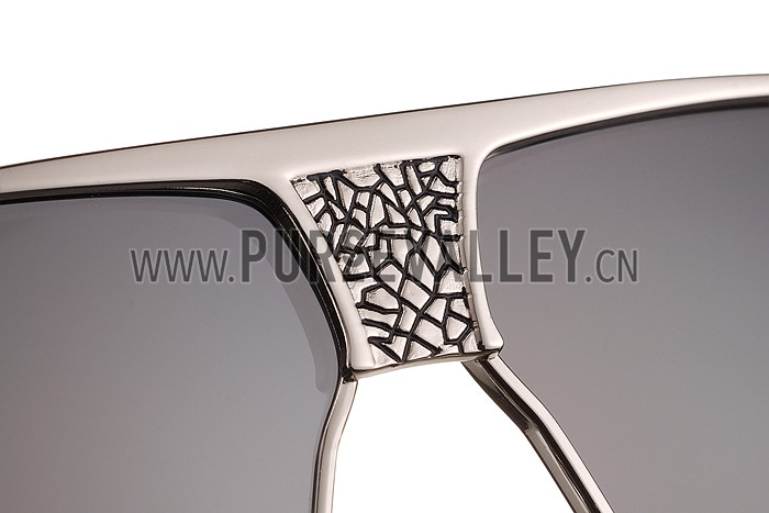 Cartier Screw And Panthere Decor Silver Frames Black Lenses Sunglasses 308136