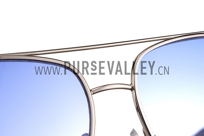 Prada Aviator Silver Frame Blue Lenses Sunglasses 308149