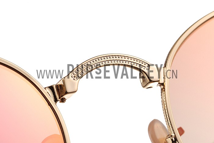 Ray Ban Round Gold Metal Frame Copper Flash Lenses Sunglasses 308159