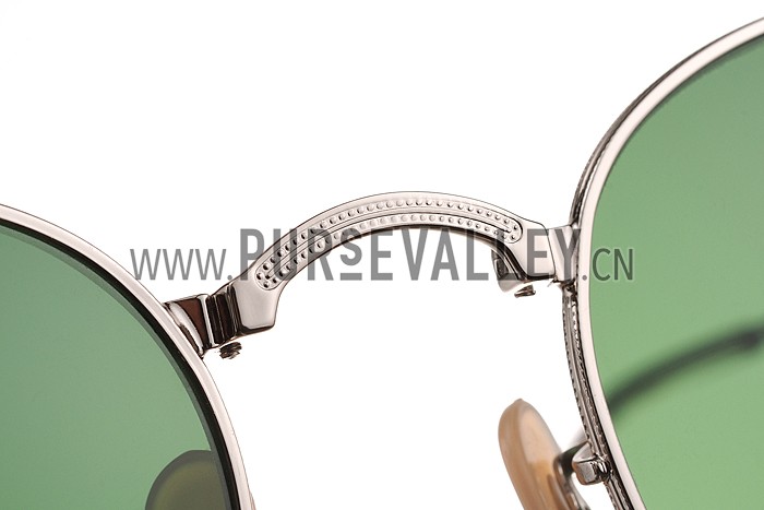 Ray Ban Round Silver Metal Frame Green Lenses Sunglasses 308160