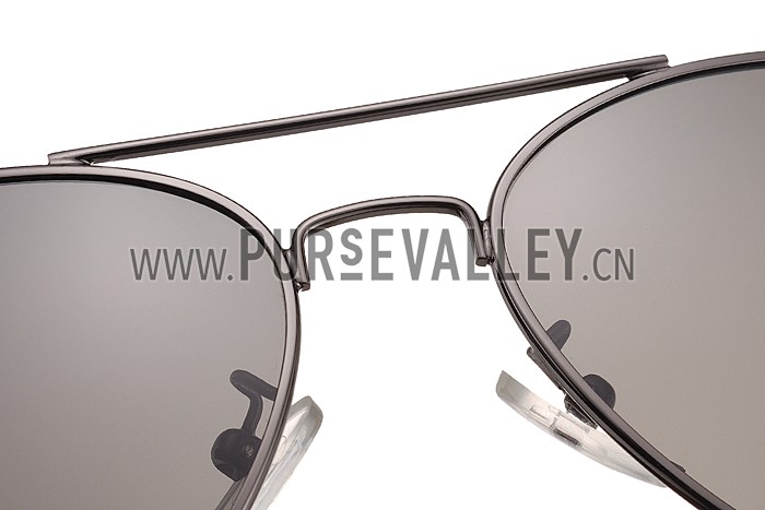 Cartier Panthere Aviator Chrome Frame Grey Lenses Sunglasses 308184