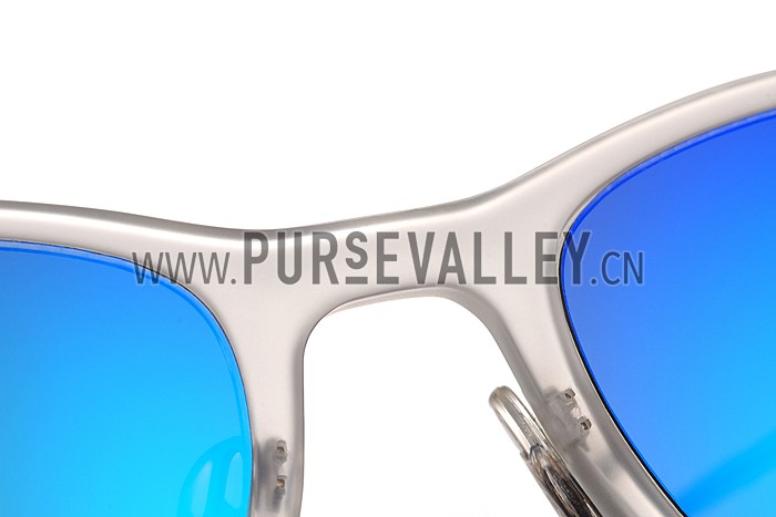 Ray Ban New Wayfarer Light-Ray White Frame Blue Mirrored Lenses Sunglasses 308176