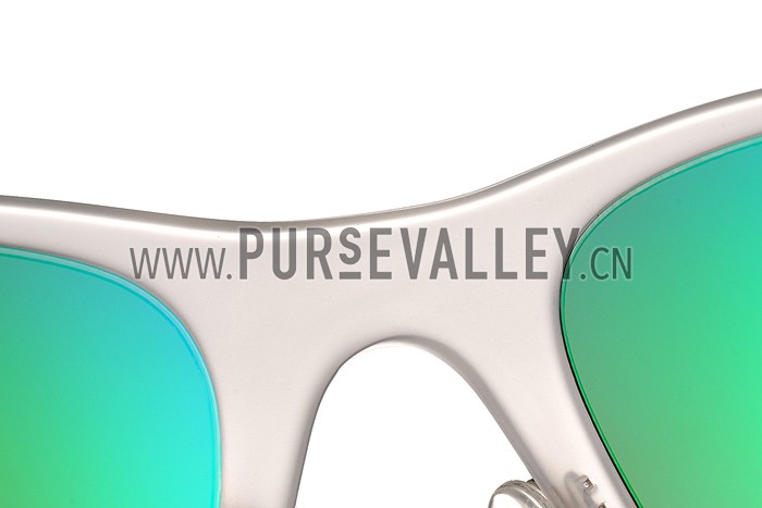 Ray Ban Wayfarer Light-Ray White Frame Green Mirrored Lenses Sunglasses 308165