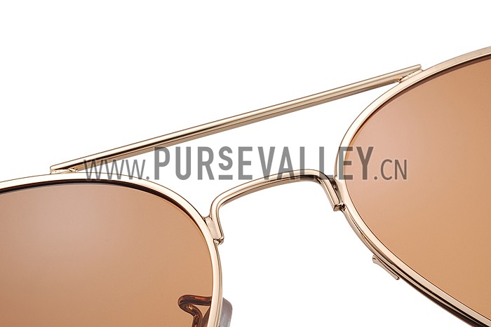 Cartier Panthere Aviator Gold Frame Brown Lenses Sunglasses 308185