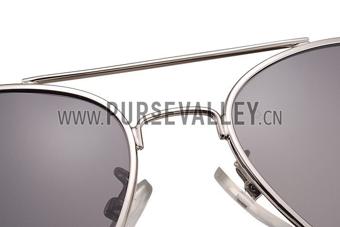 Cartier Panthere Aviator Silver Frame Light Grey Lenses Sunglasses 308187