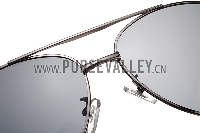 Gucci Aviator Wrap Silver Frame Grey Lens Sunglasses 308211