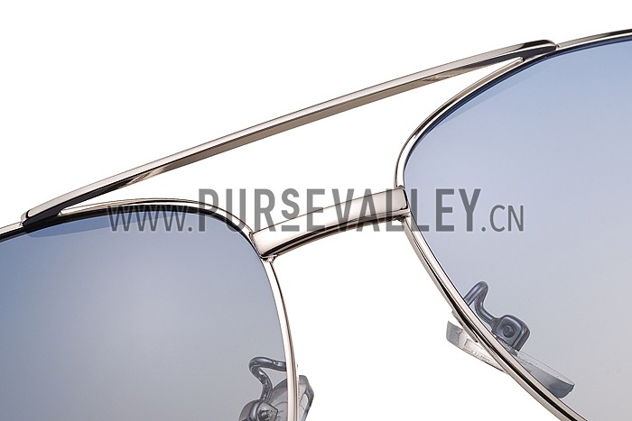 Prada Square Linea Rossa Logo Silver Frame Sunglasses 308221