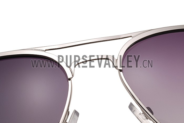 Prada Aviator Linea Rossa Logo Silver Frame Sunglasses 308226