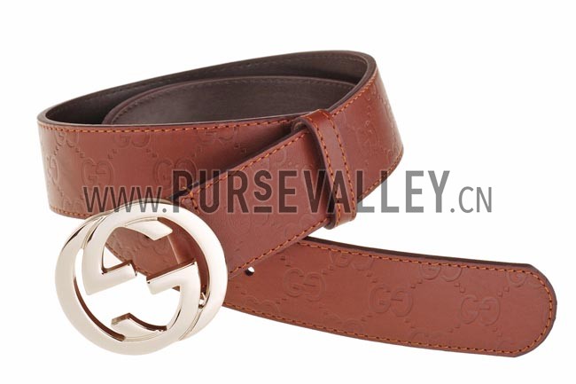 Gucci Belt with Interlocking G Buckle Brown