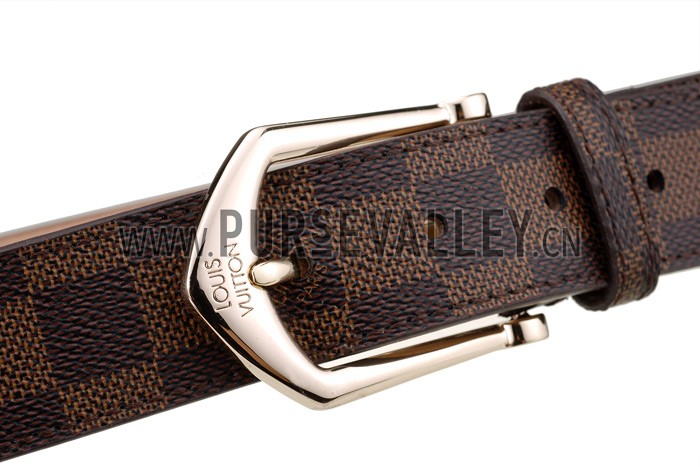 Louis Vuitton Replica Arrow Shaped Brass Hook Buckle Damier Canvas Leather Belt