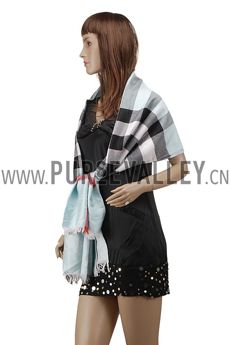 Burberry Check Light Blue Scarf 607890
